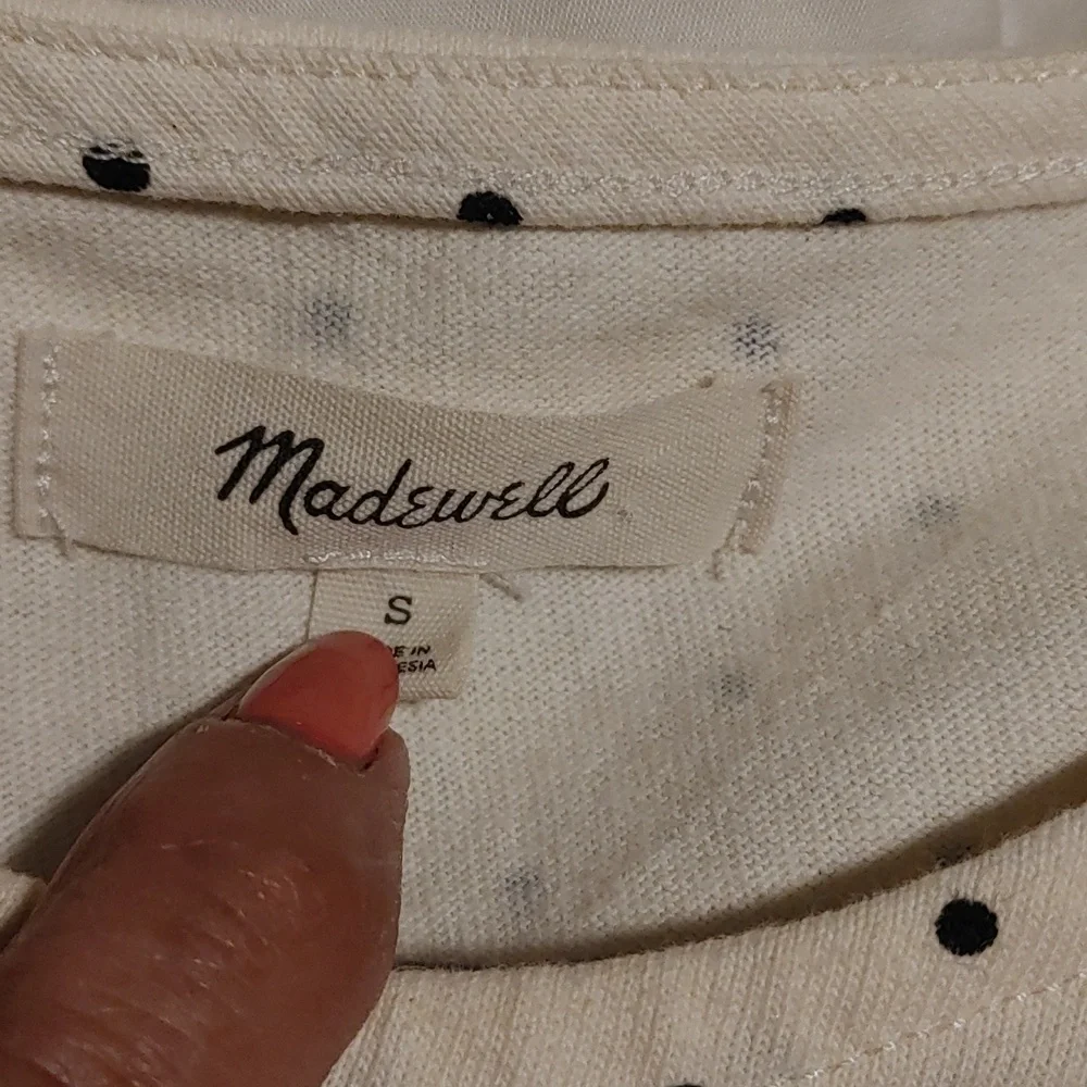 Madewell Cap-Sleeve Boxy Tee In Polka Dot Sz.S - Picture 8 of 9